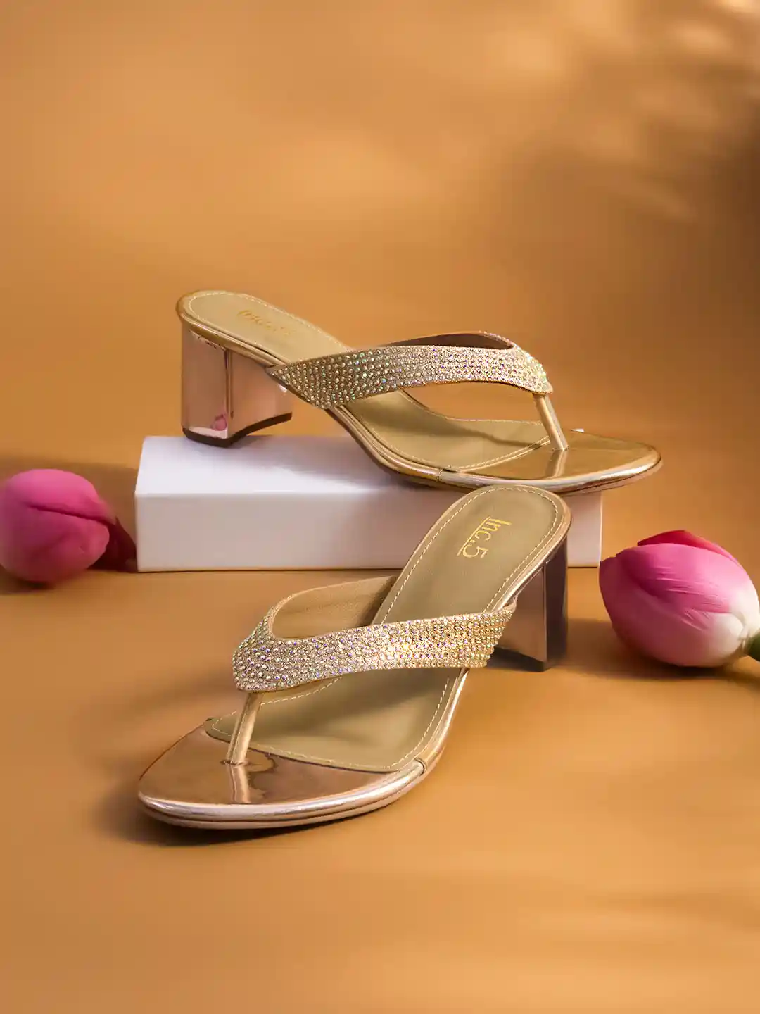 Buy Inc Women Rose Gold Party Block Sandals Heels for Women