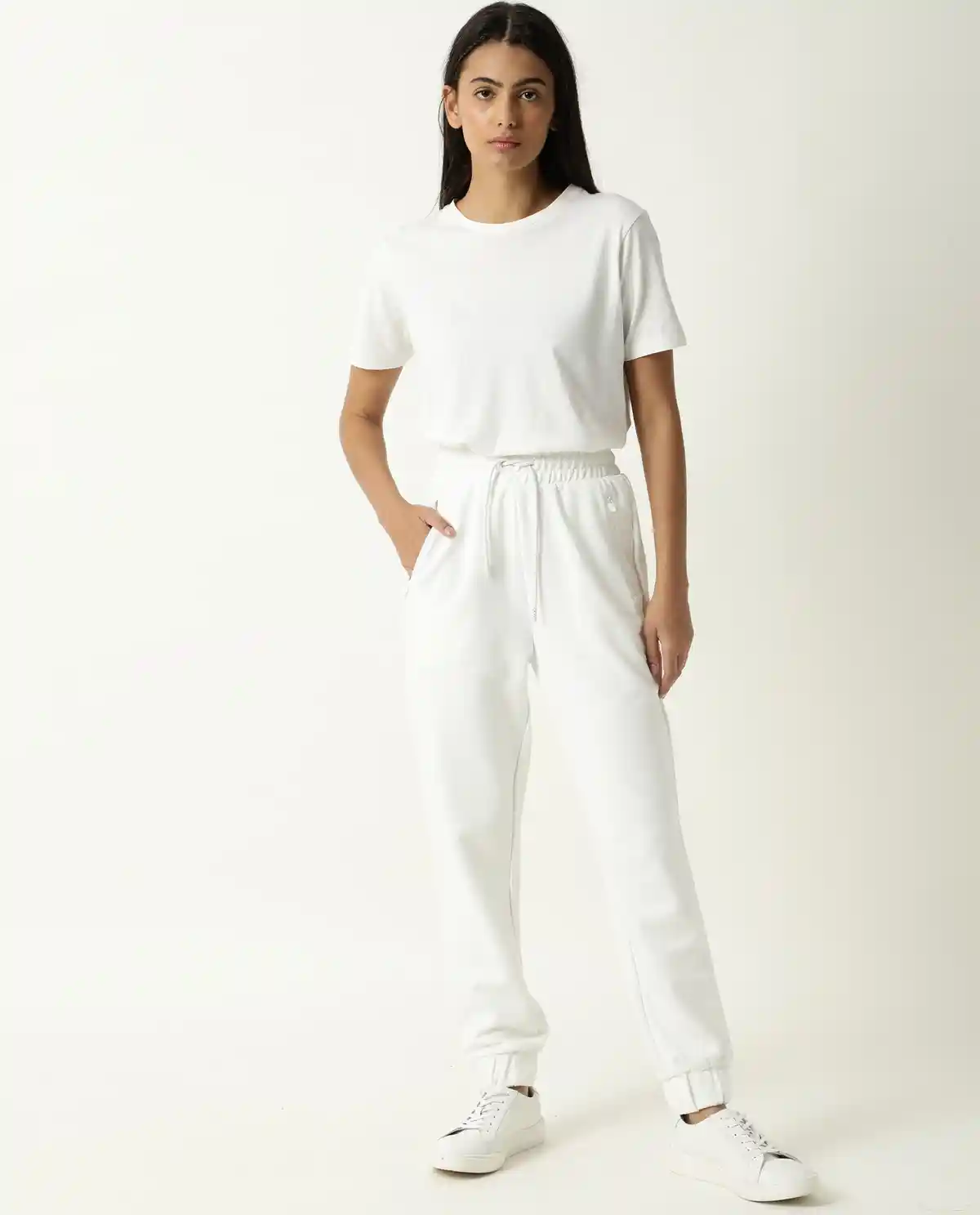Buy ARTICALE Women Off White Solid Slim-Fit Joggers Track Pants