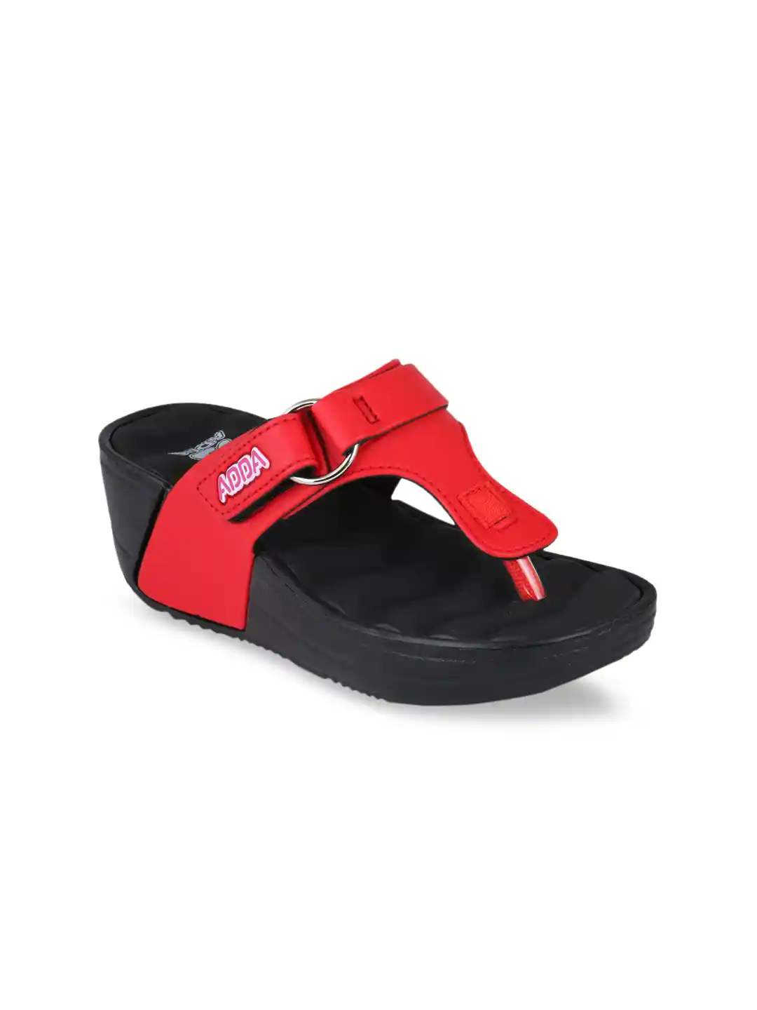 Footwear Adda Slippers Ladies Adda Women Red Black Solid Thong