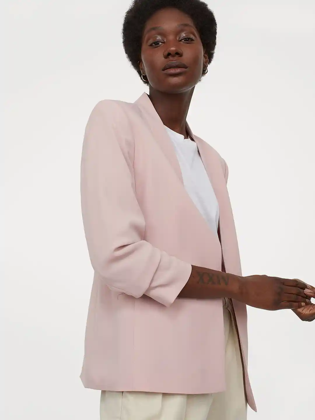 Blazer New Ladies Jacket 2021 Buy H&M Women Pink Gathered-Sleeve