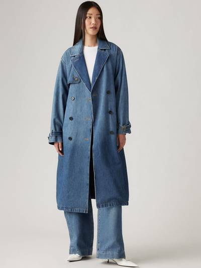Levis Women's Solid Blue Denim Trench Coat