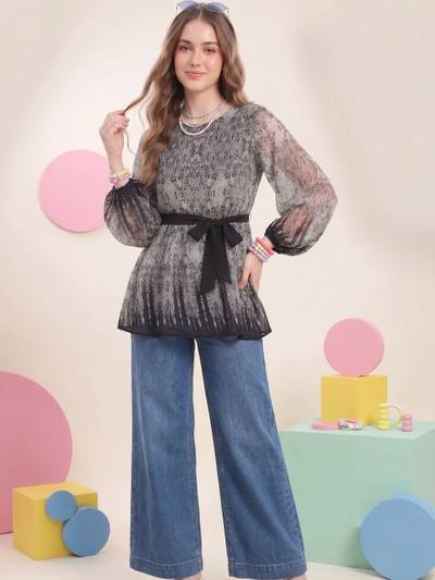 CORSICA Print Chiffon Top