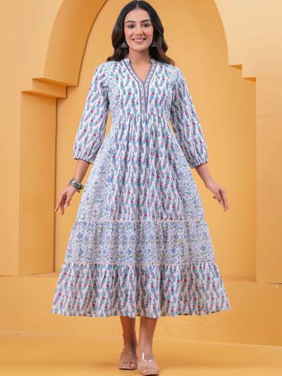 Mona Prints Floral Print A-Line Maxi Dress