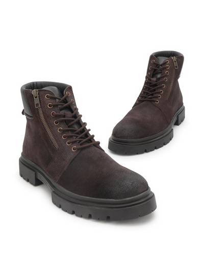 Woods Men Round Toe Lace-Ups Chunky Boots