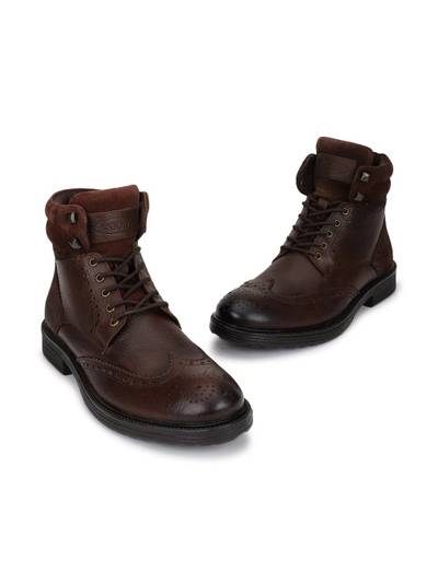 Woods Men Textured Round Toe Lace-Ups Regular Boots