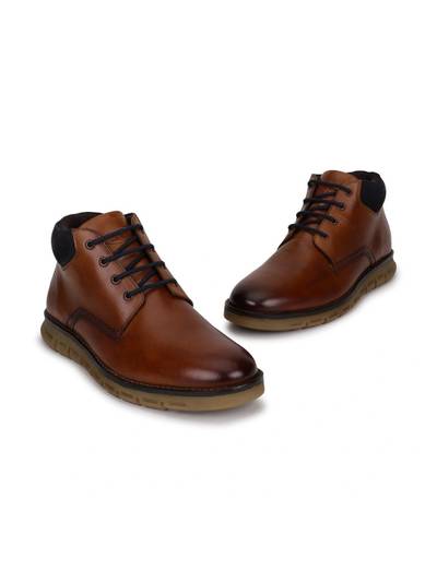 Woods Men Textured Round Toe Lace-Ups Regular Boots