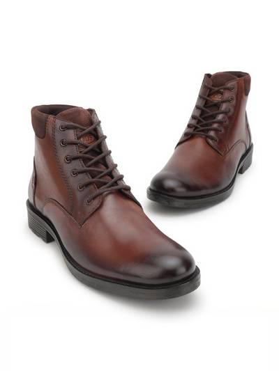 Woods Men Textured Round Toe Lace-Ups Regular Boots