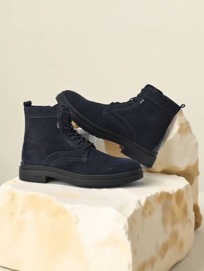 Woods Men Textured Round Toe Lace-Ups Regular Boots