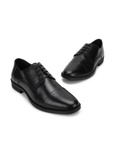 Woods Men Leather Round Toe Lace-Ups Formal Oxford Shoes