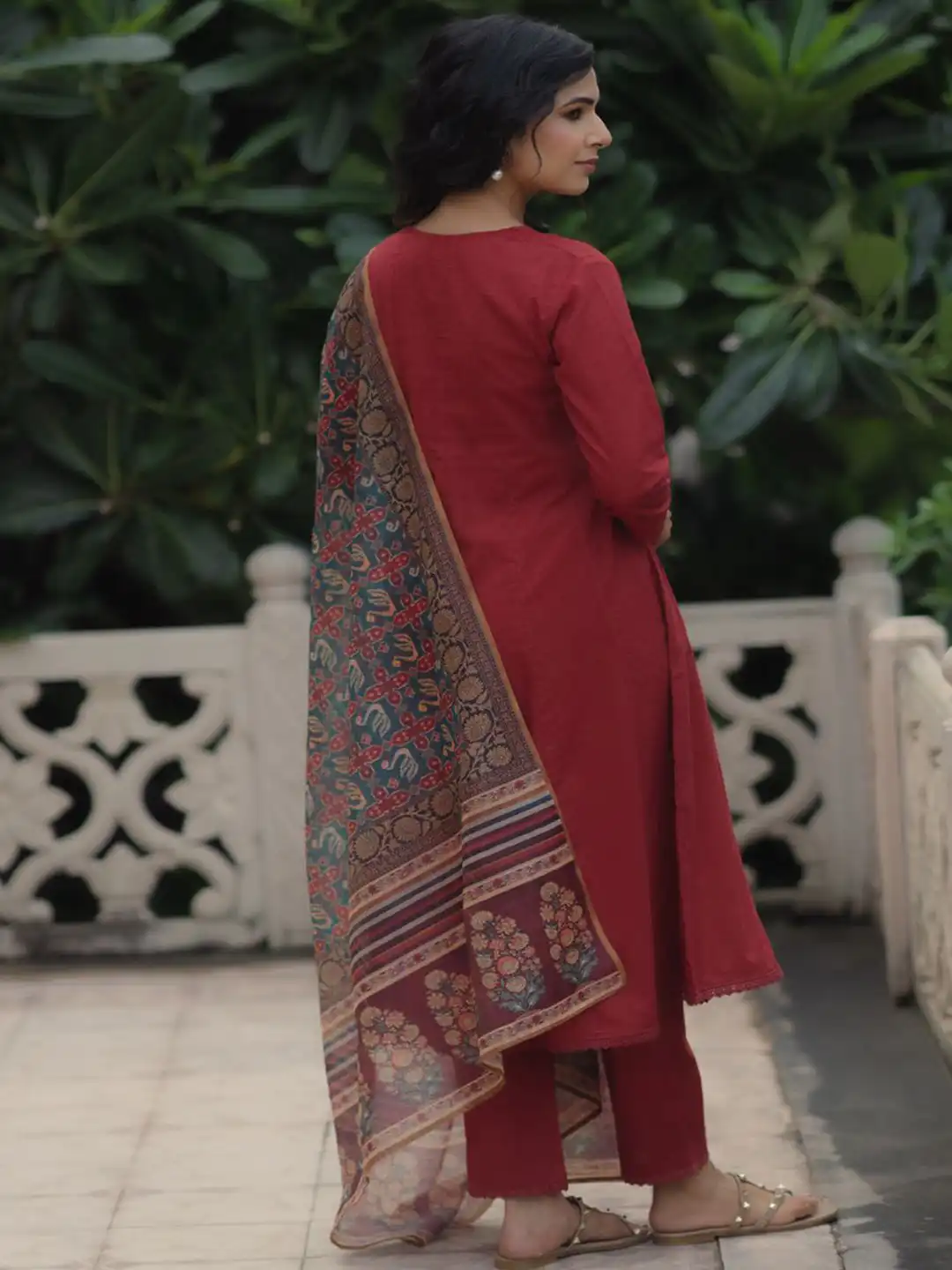 anayna Women Panelled Pure Cotton Kurta with Trousers & With Dupatta