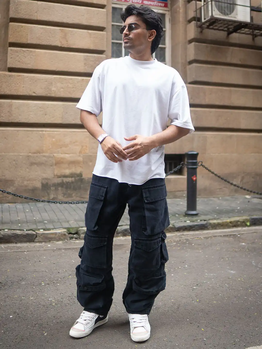 White Sneakers With Oversized T-Shirt