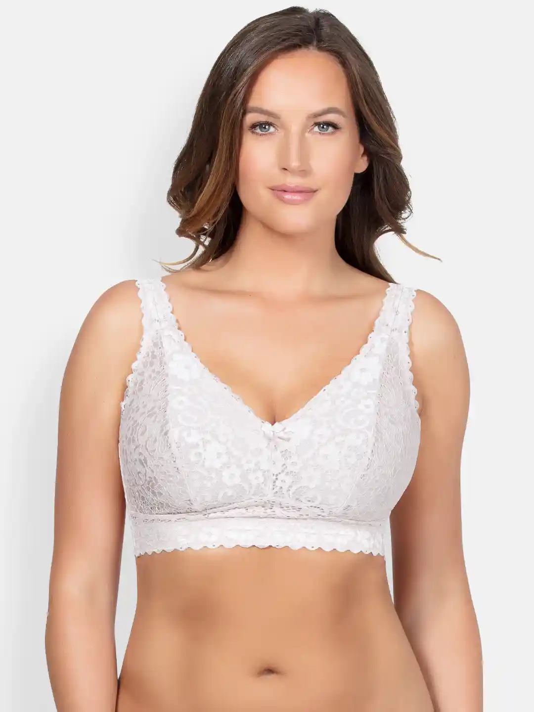 Buy PARFAIT Plus Size Off-White Lace Non-Wired Non Padded Bralette