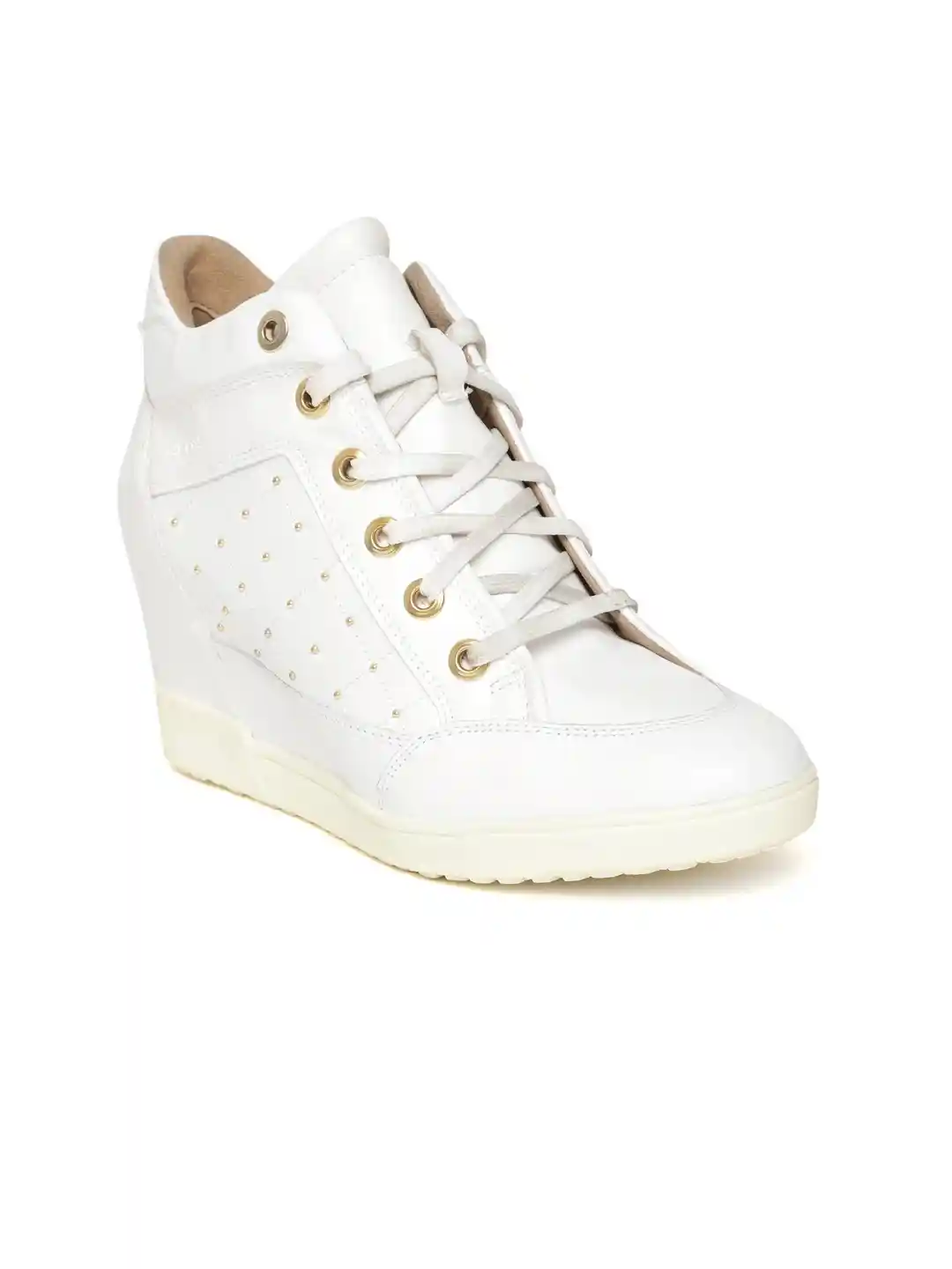 Buy Geox Women White Solid Heeled Sneakers Heels for Women