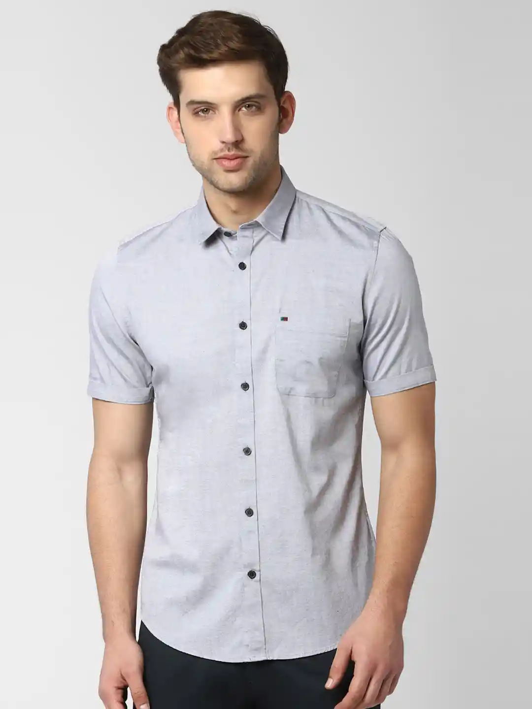 Buy Peter England Casuals Men Grey Slim Fit Solid Casual Shirt