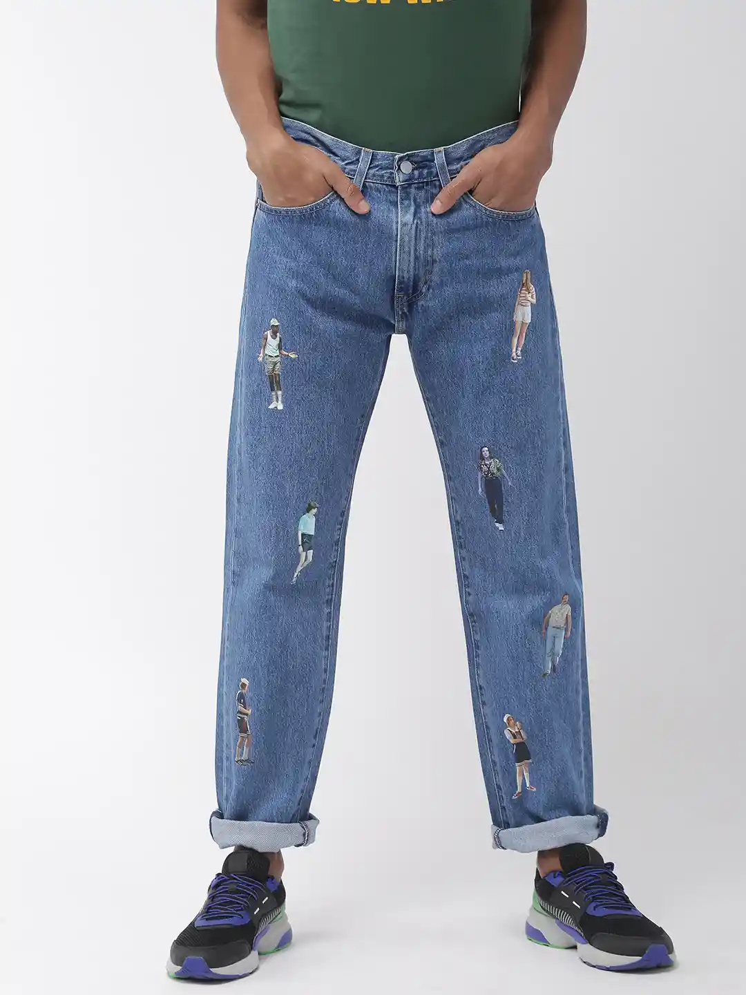 Buy Levis x Stranger Things Men Blue Regular Fit Mid-Rise Printed