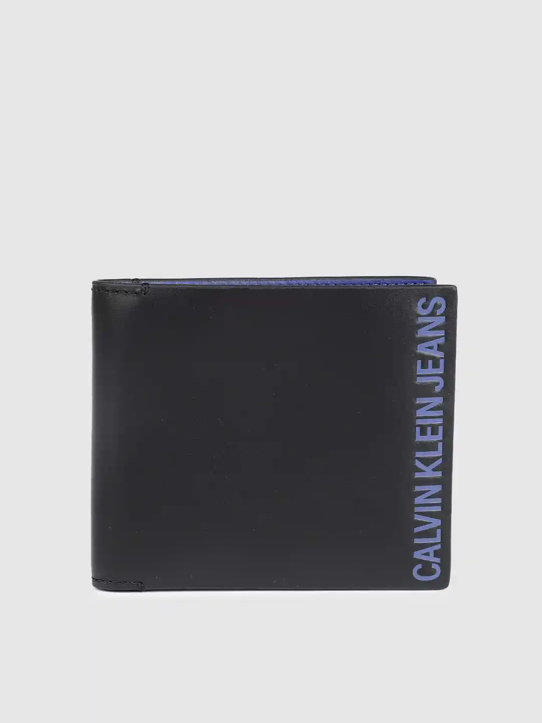 Buy Calvin Klein Jeans Men Black Printed Leather Two Fold Wallet
