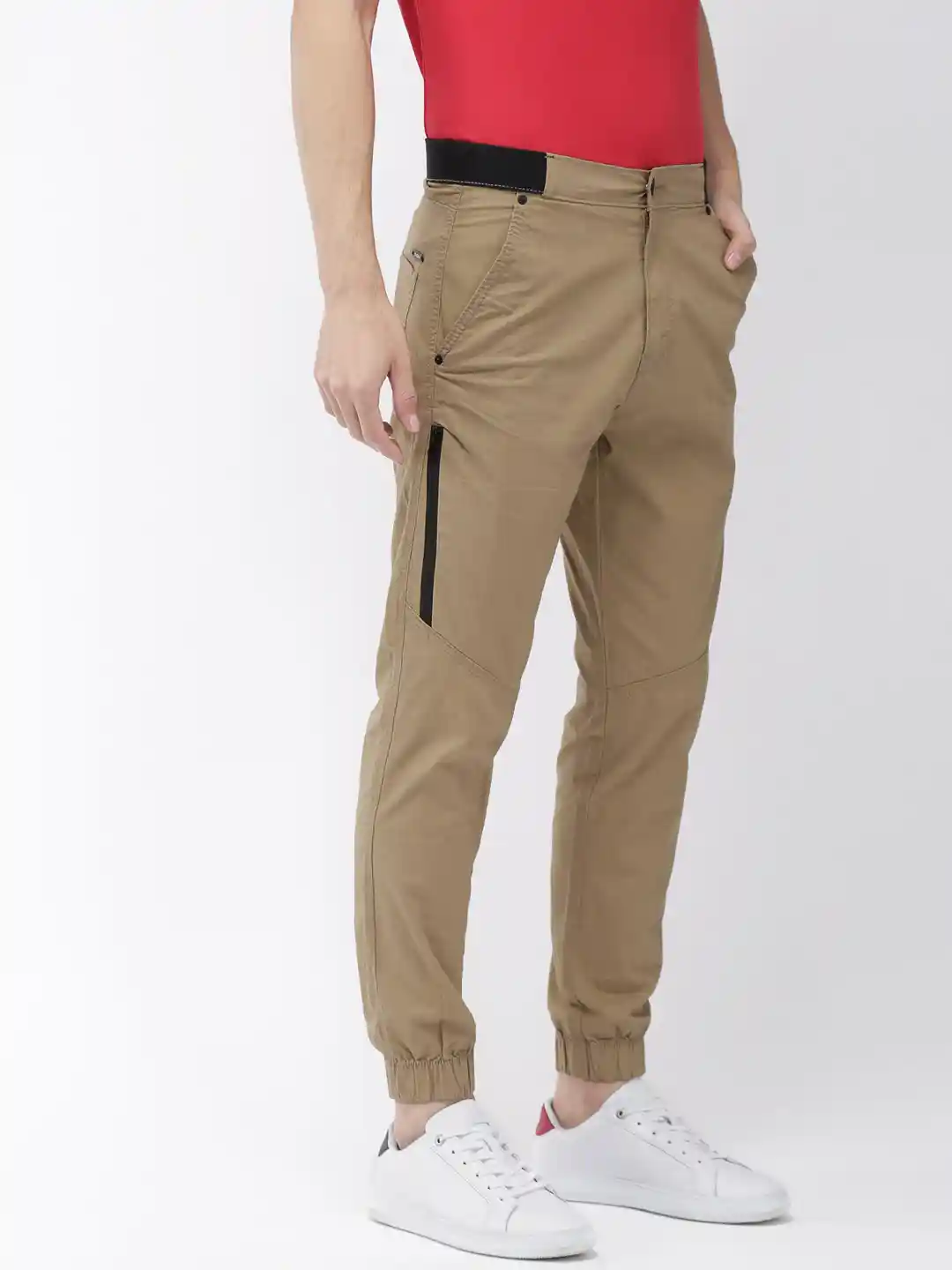Buy Denizen From Levis Men Khaki Tapered Fit Solid Joggers