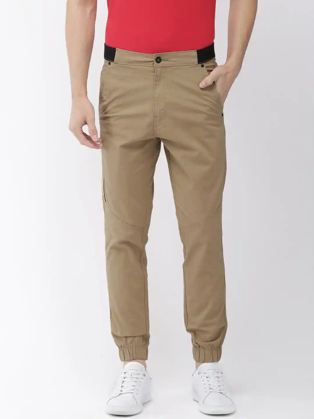 Buy Denizen From Levis Men Khaki Tapered Fit Solid Joggers - Main Image