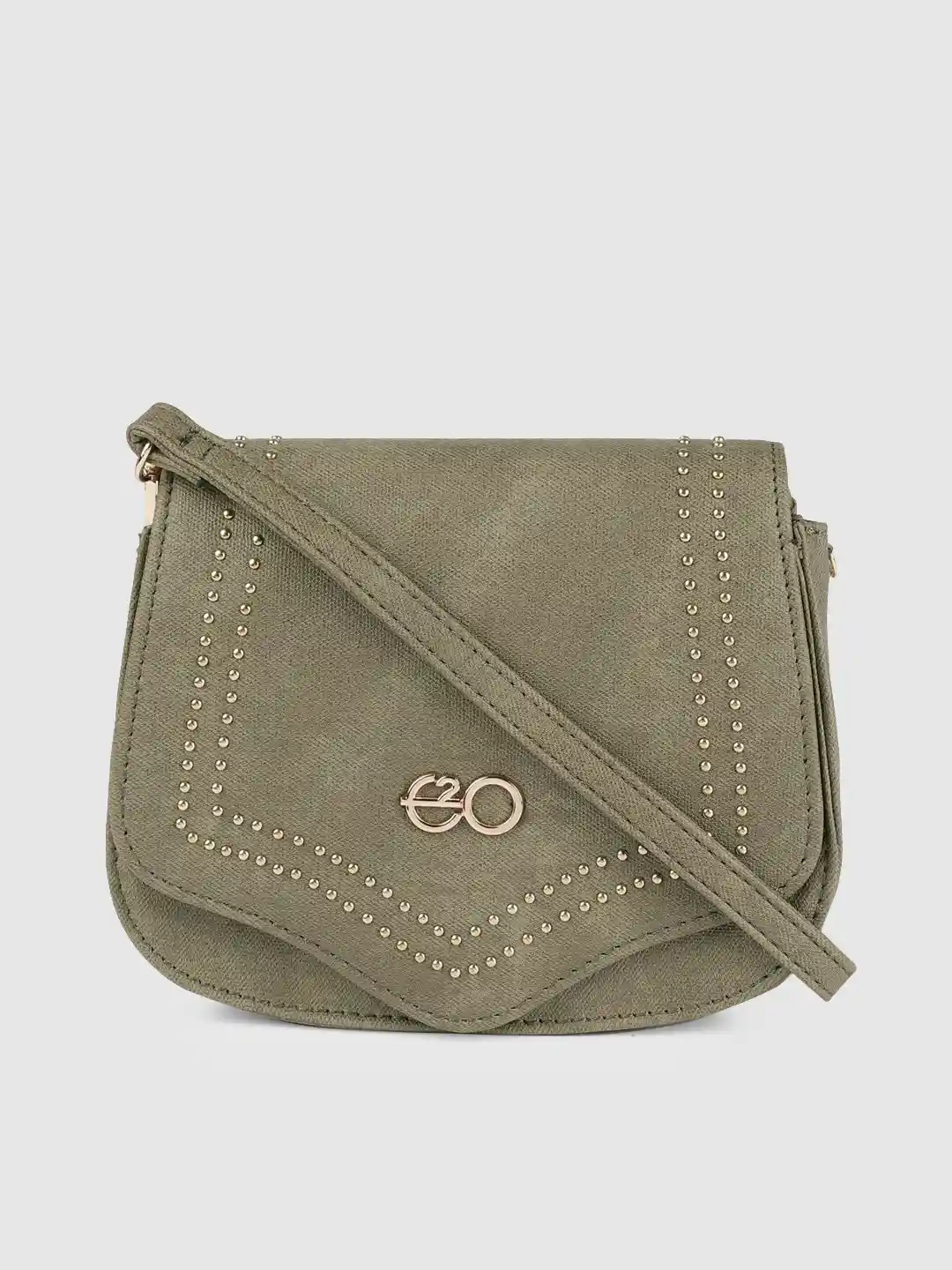Buy E2O Olive Green Solid Sling Bag Handbags for Women 10156509