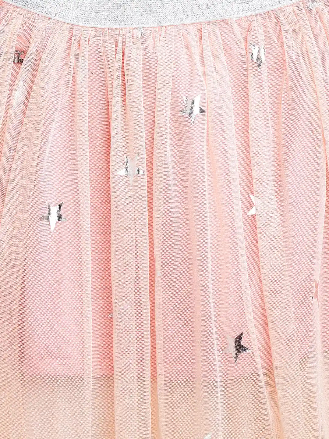 Buy Gini and Jony Girls Peach Coloured Semi-Sheer Printed Net