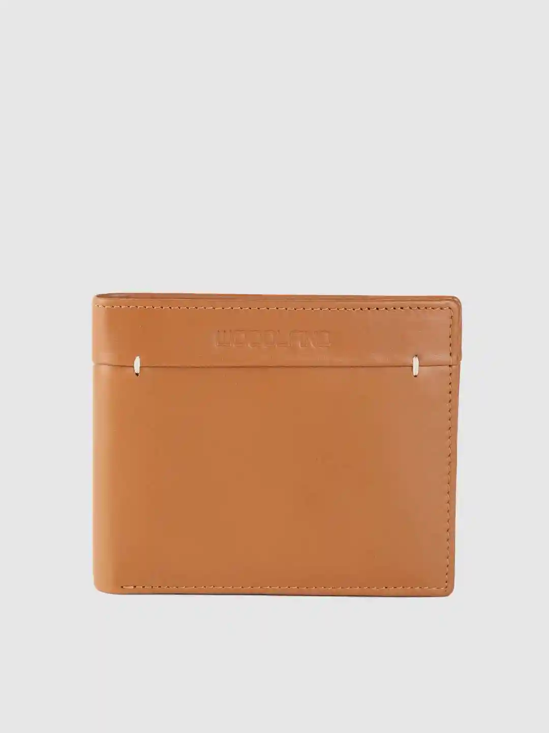 Woodland Men Tan Brown Solid Leather Two Fold Wallet
