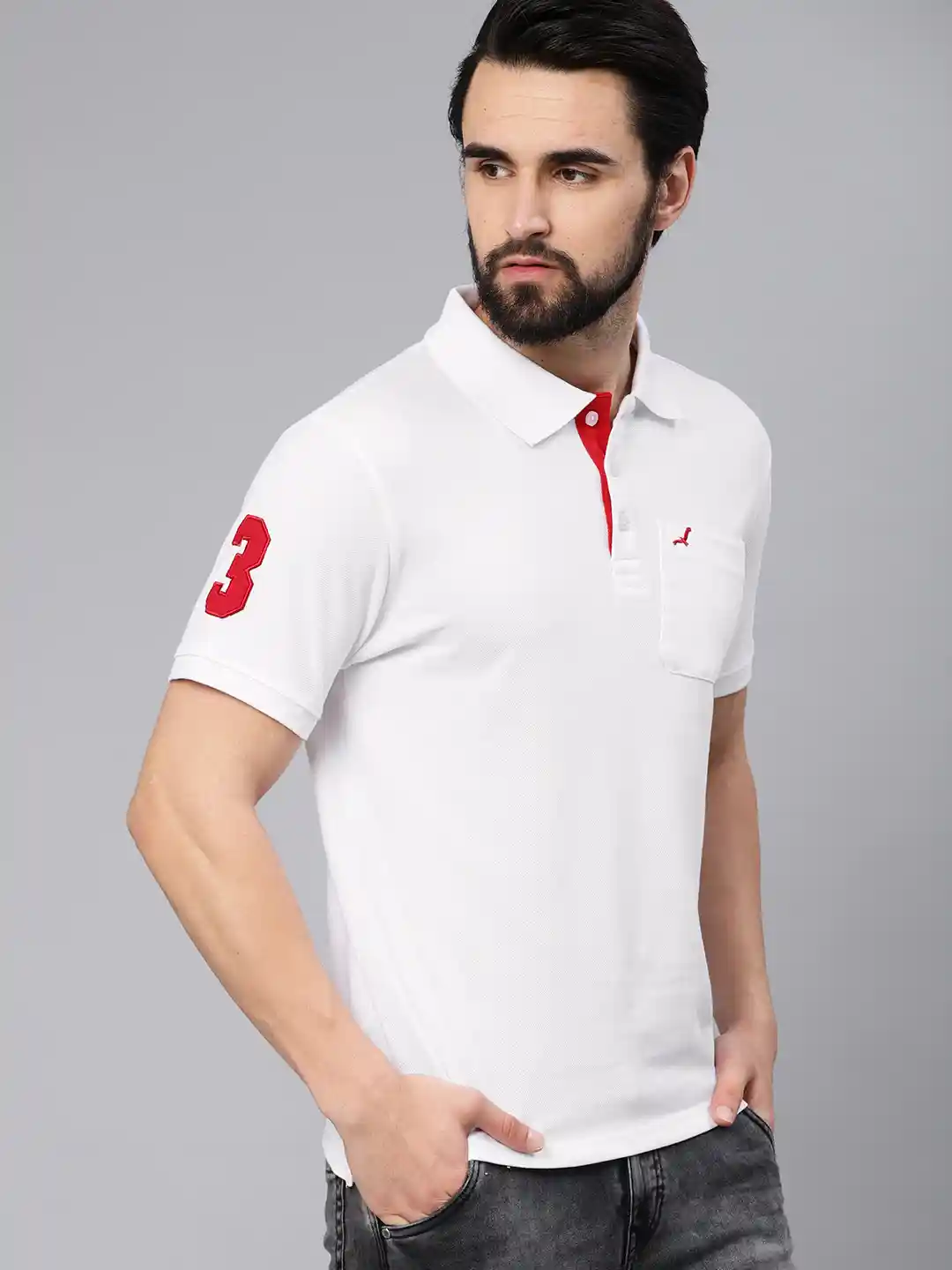 Buy American Crew Men White Solid Polo Collar T-shirt Tshirts