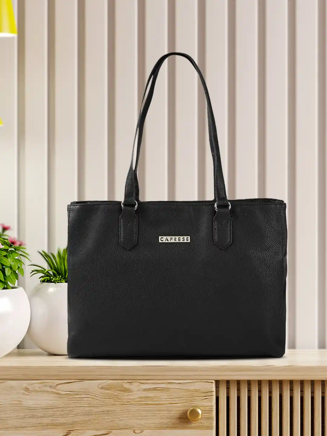 Caprese Lidwina Women Black Large Tote Bag