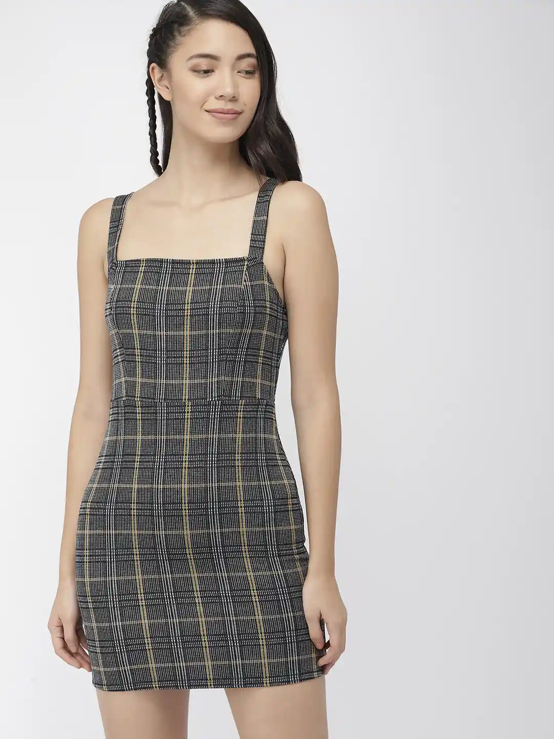 Buy FOREVER 21 Women Black & White Checked Bodycon Dress