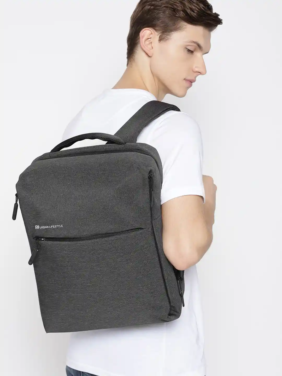 Buy Mi Unisex Charcoal Grey Solid Laptop Backpack Backpacks for