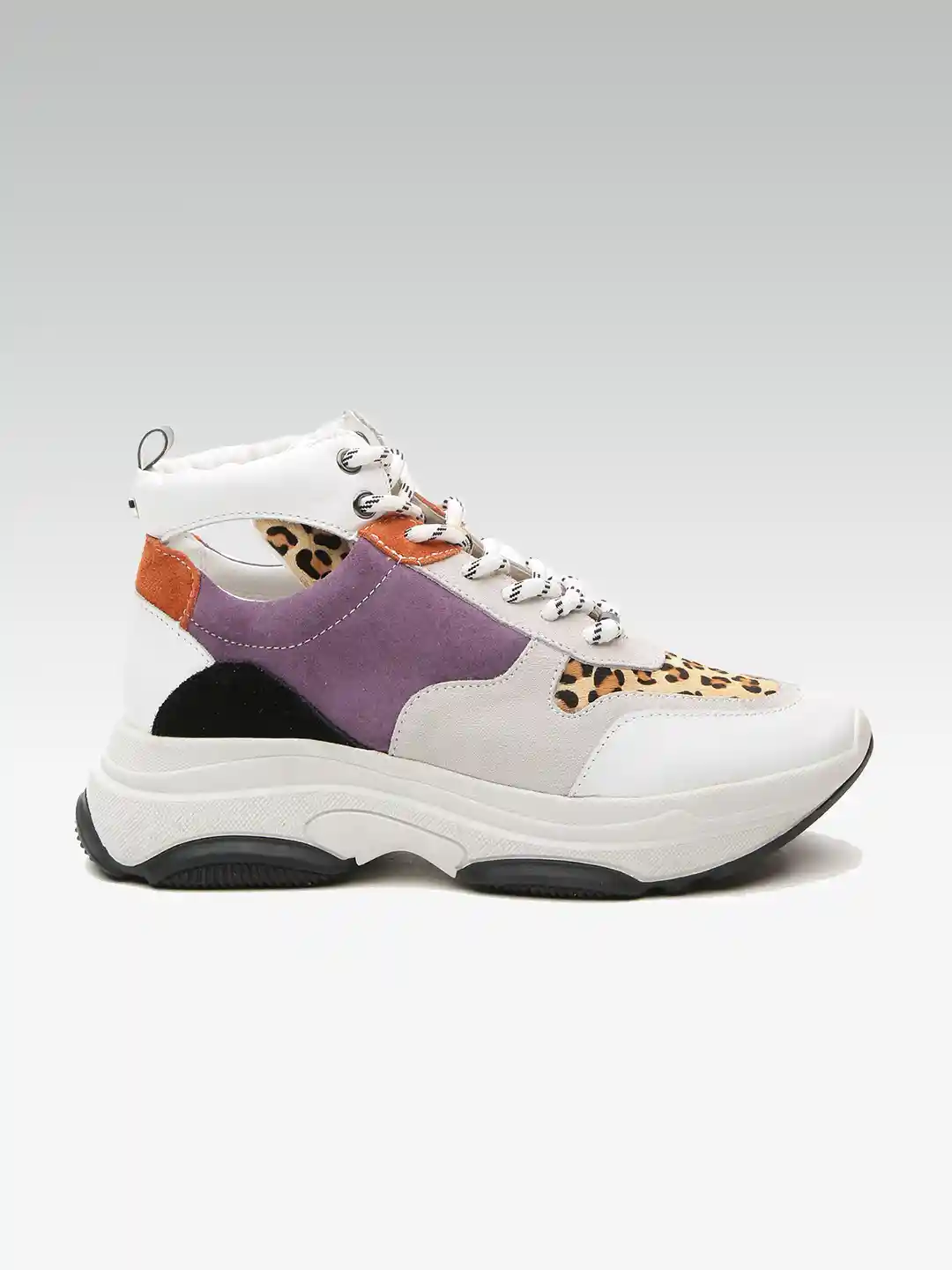 Buy Steve Madden Women Purple Beige Colourblocked Leather Mid