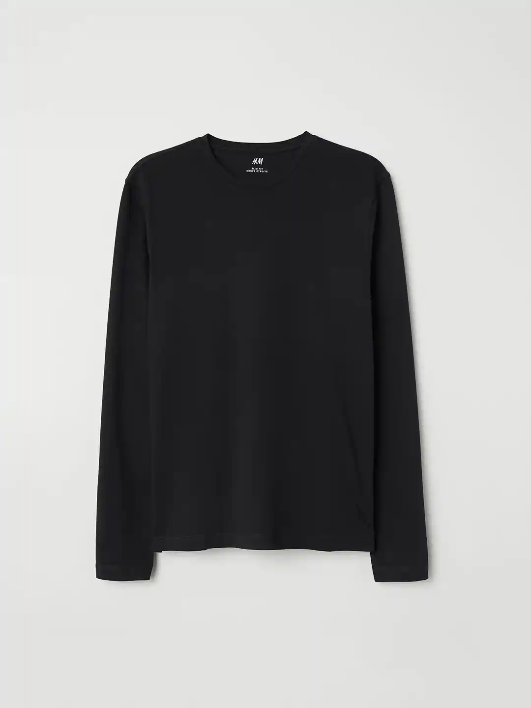 Regular Fit Black T Shirt H H& M Men Black Solid Long-sleeved