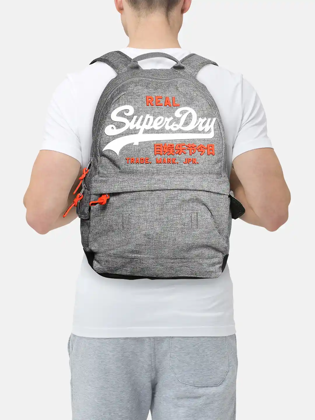 Buy Superdry Men Grey Melange Embossed Brand Logo Print Backpack