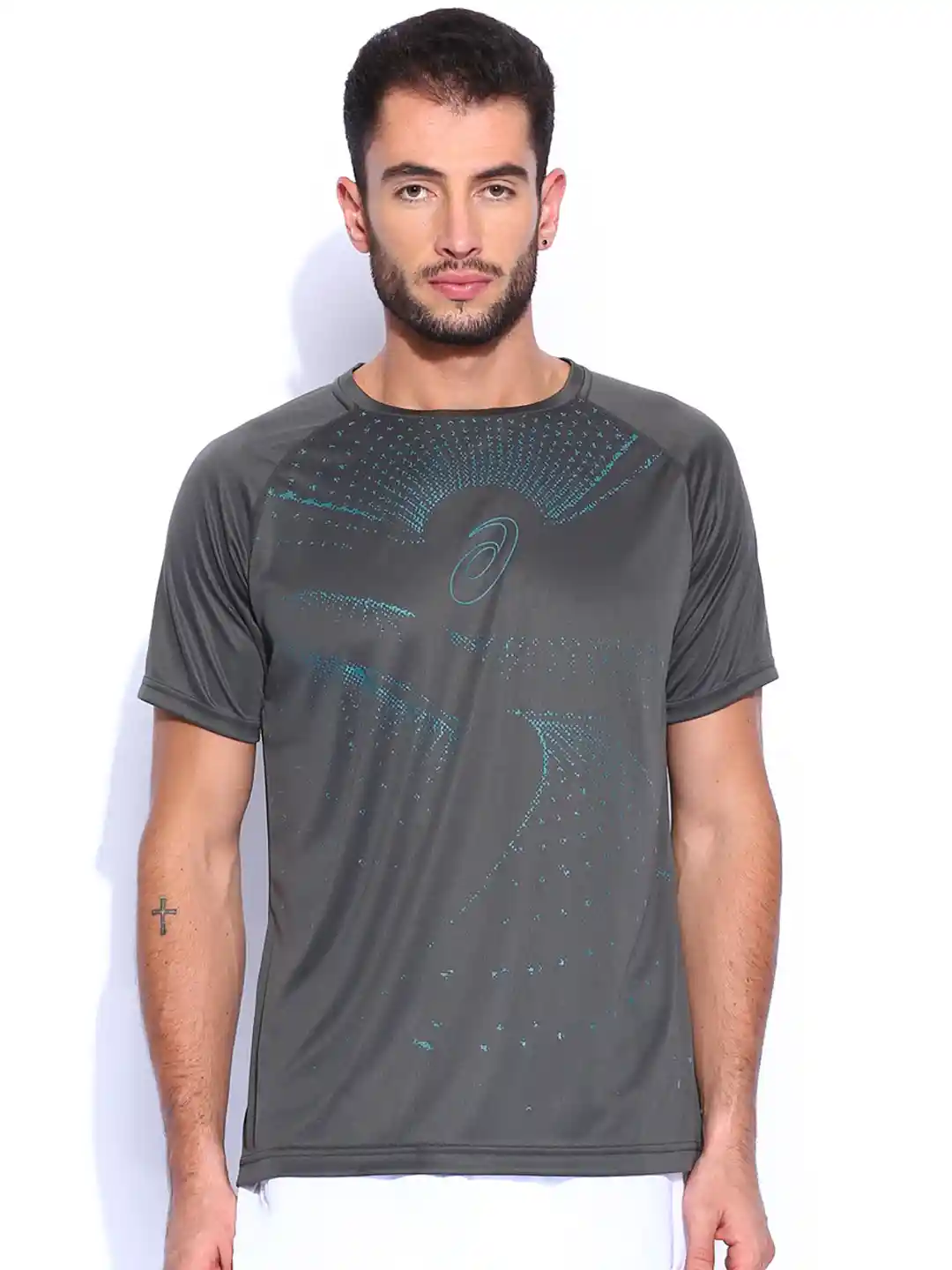 Buy ASICS Grey Motion Dry Running Men's Printed T-shirt Tshirts