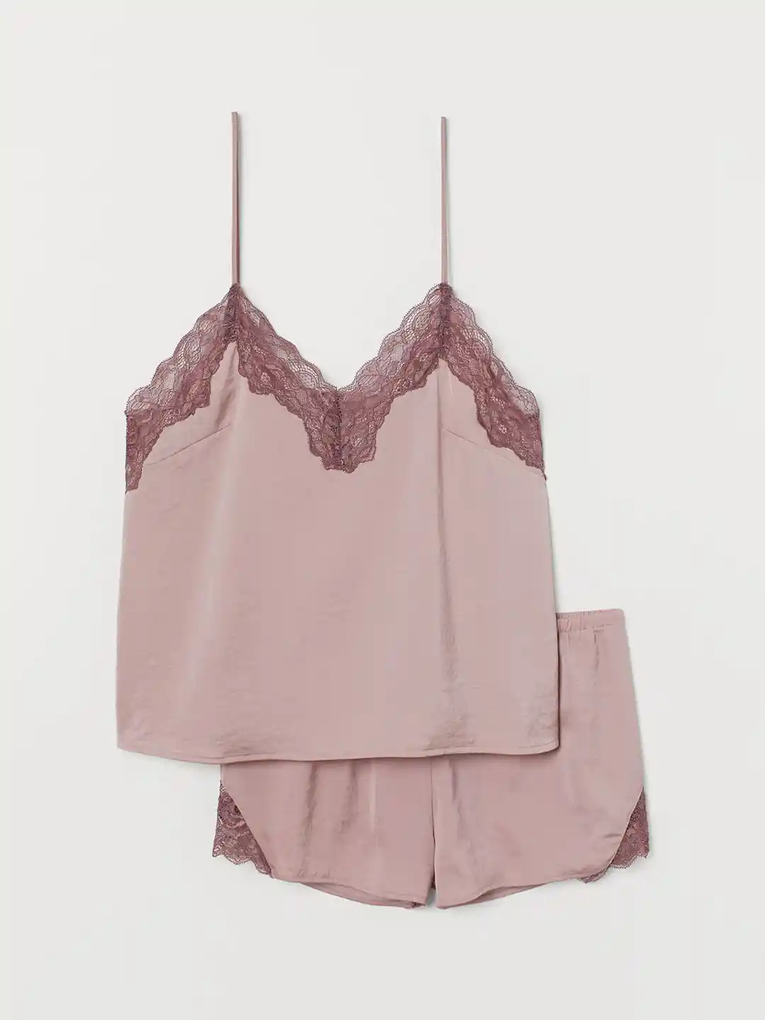 Satin Pj Tops H&M Women Pink Solid Satin Pyjamas