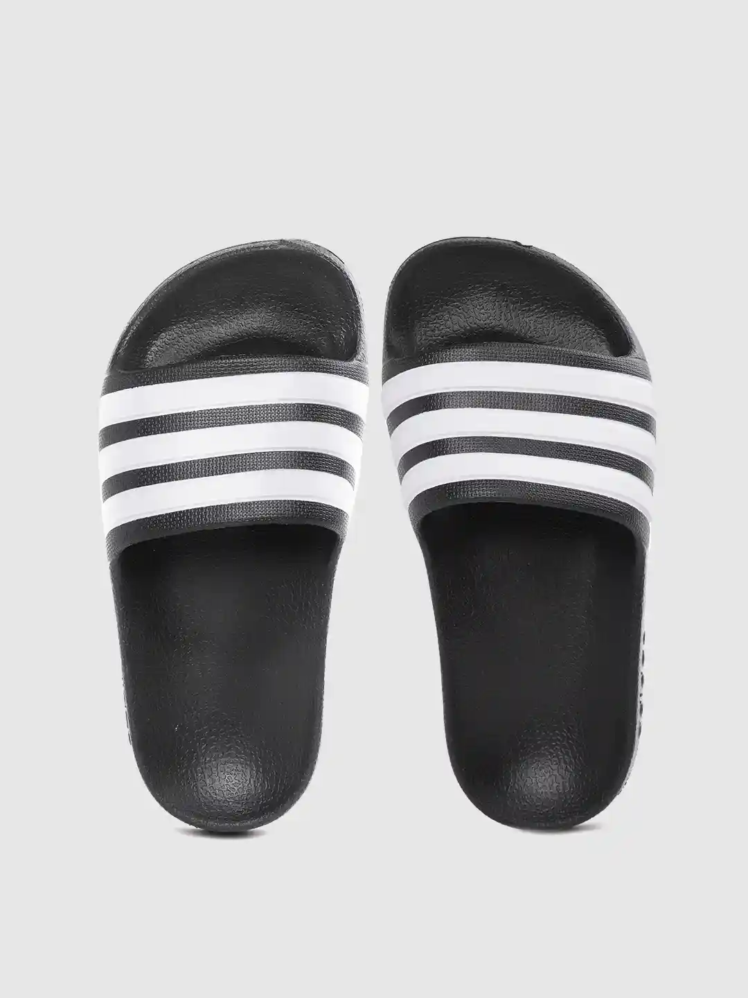 Buy ADIDAS Boys White Black Adilette Aqua Striped Sliders Flip