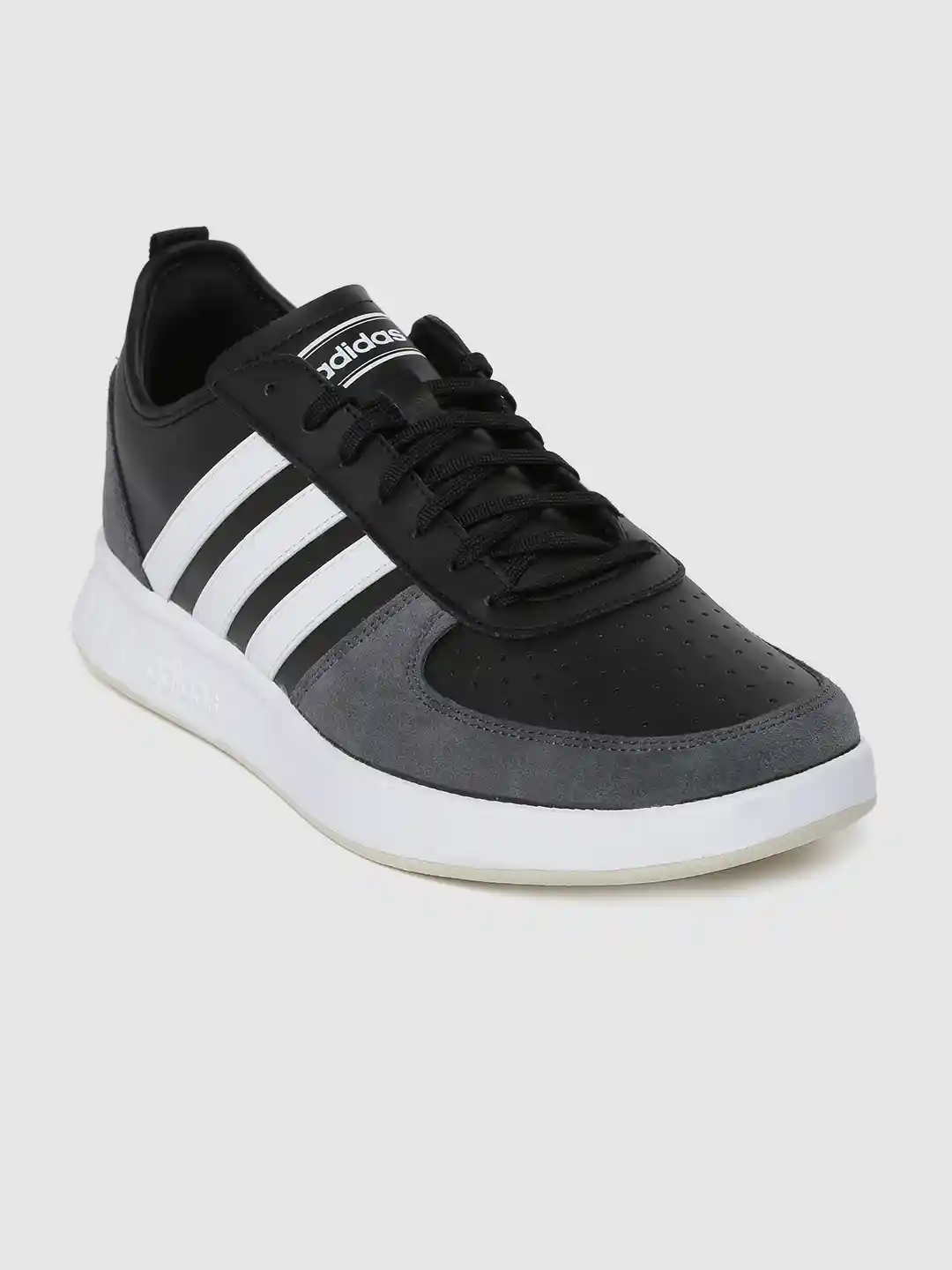 Buy ADIDAS Men Black Grey Perforated Court 80s Sneakers Casual