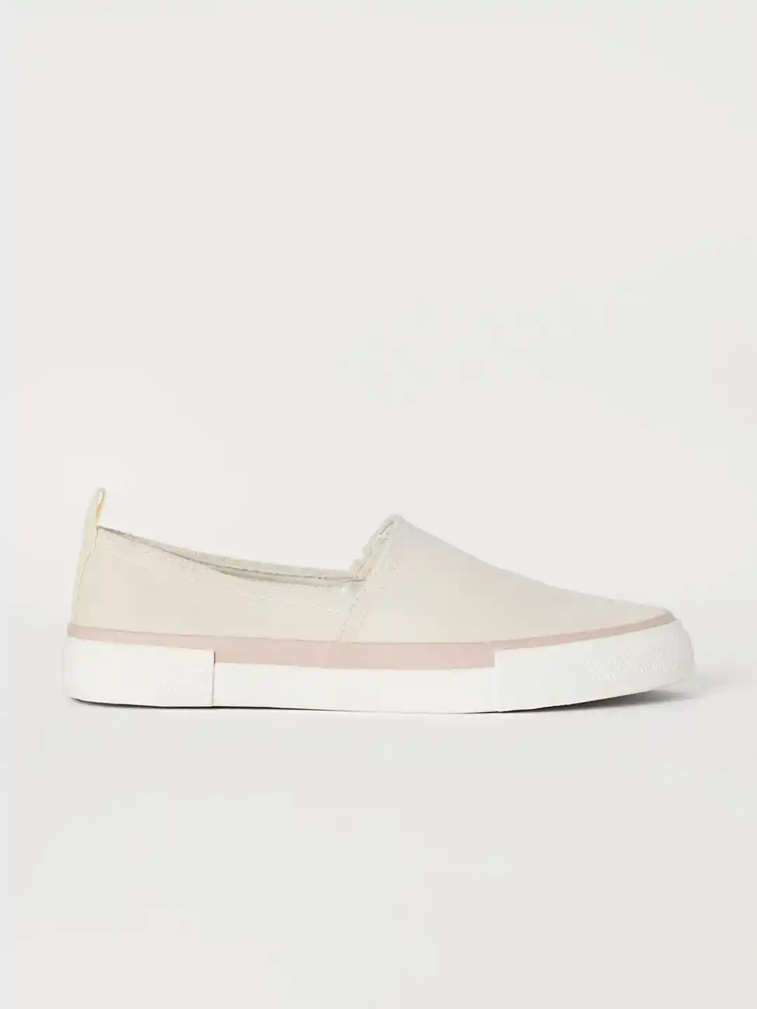 Buy H&M Women Beige Solid Canvas Slip-On Trainers Casual Shoes