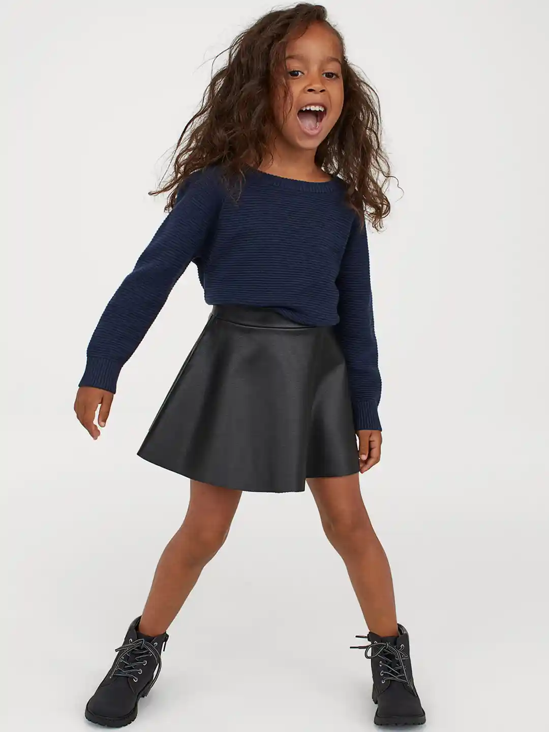 Buy H&M Girls Black Solid Imitation Leather Skirt Skirts for