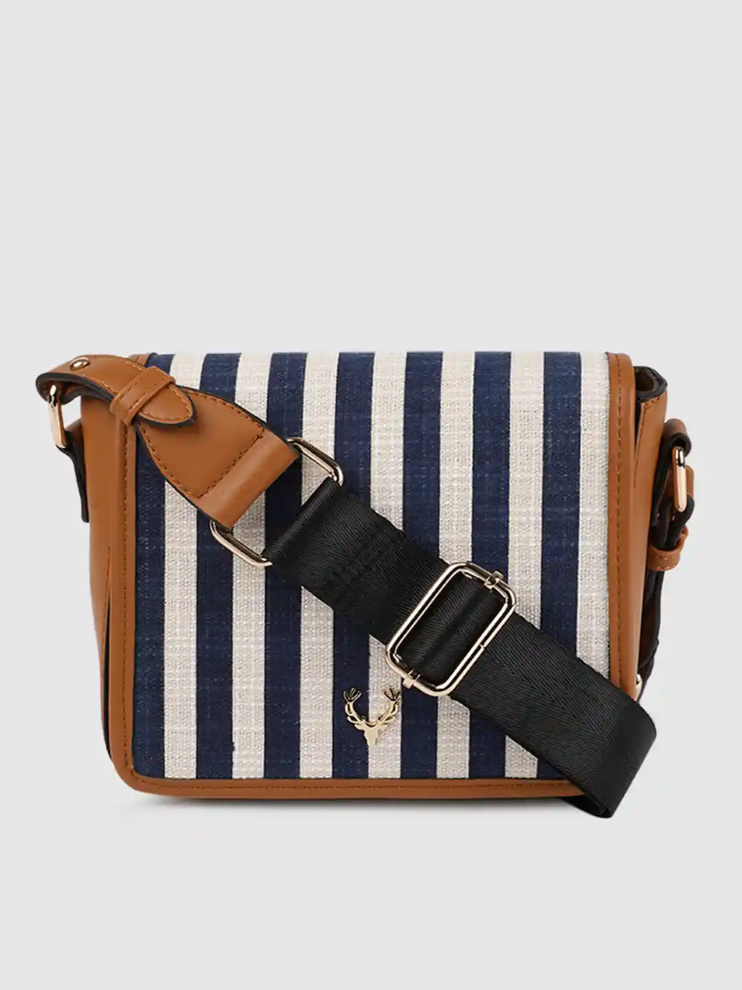 Buy Allen Solly Navy Blue Off-White Striped Sling Bag Handbags