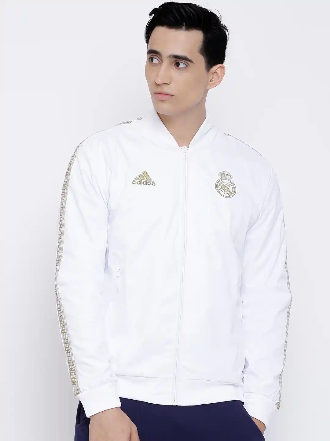 Buy ADIDAS Men White Real Madrid Anthem Bomber Jacket Jackets
