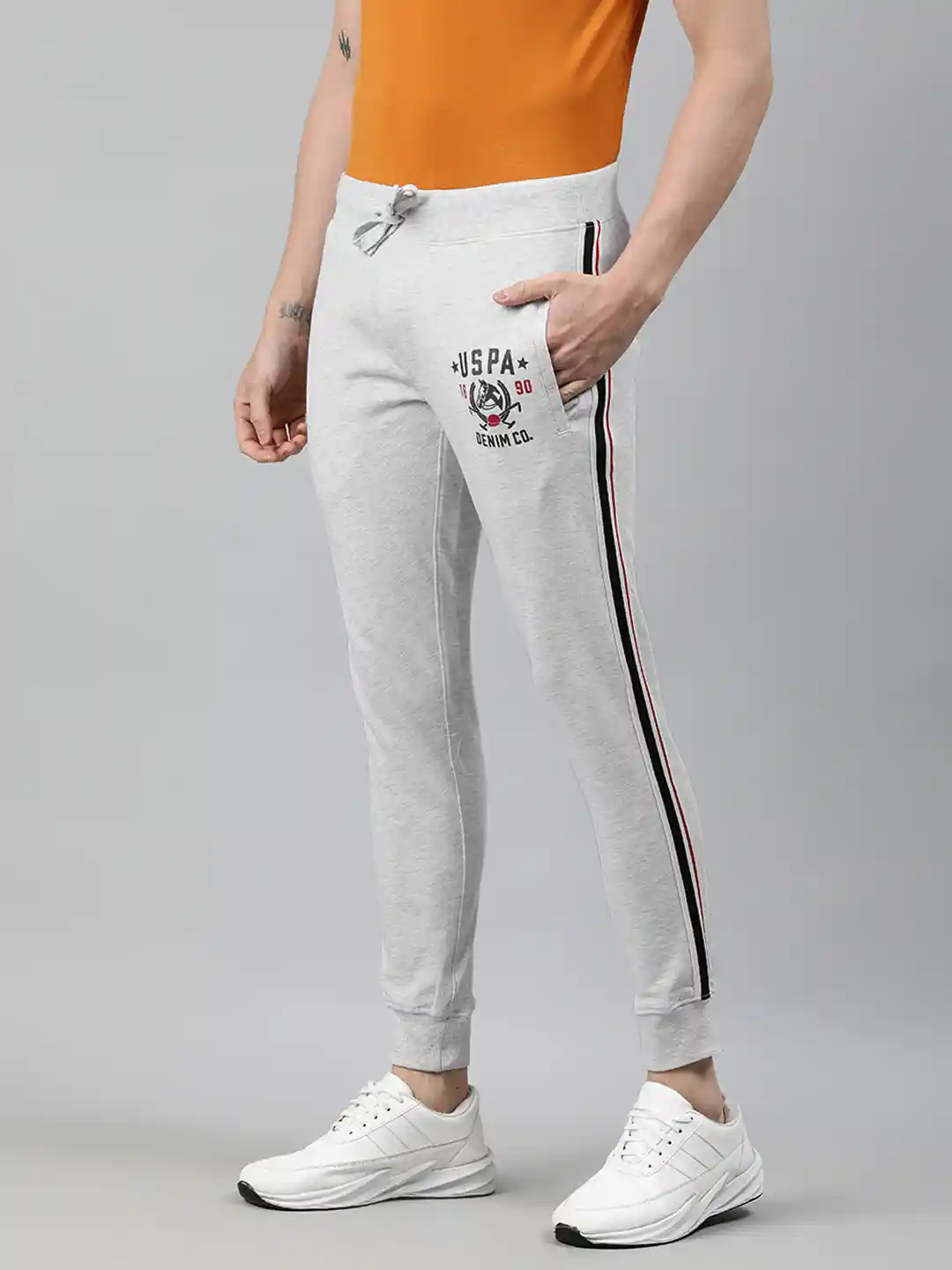 Buy Polo Denim Men Grey Melange Slim Fit Solid