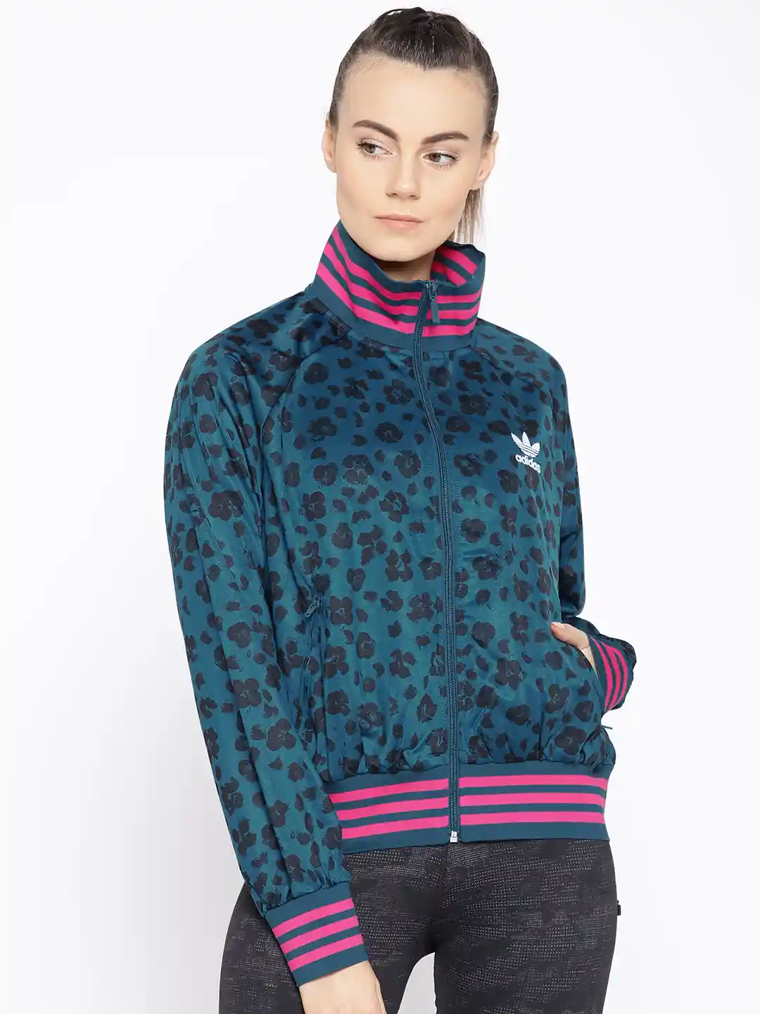 Buy ADIDAS Originals Women Teal Green Black All Over Print Track
