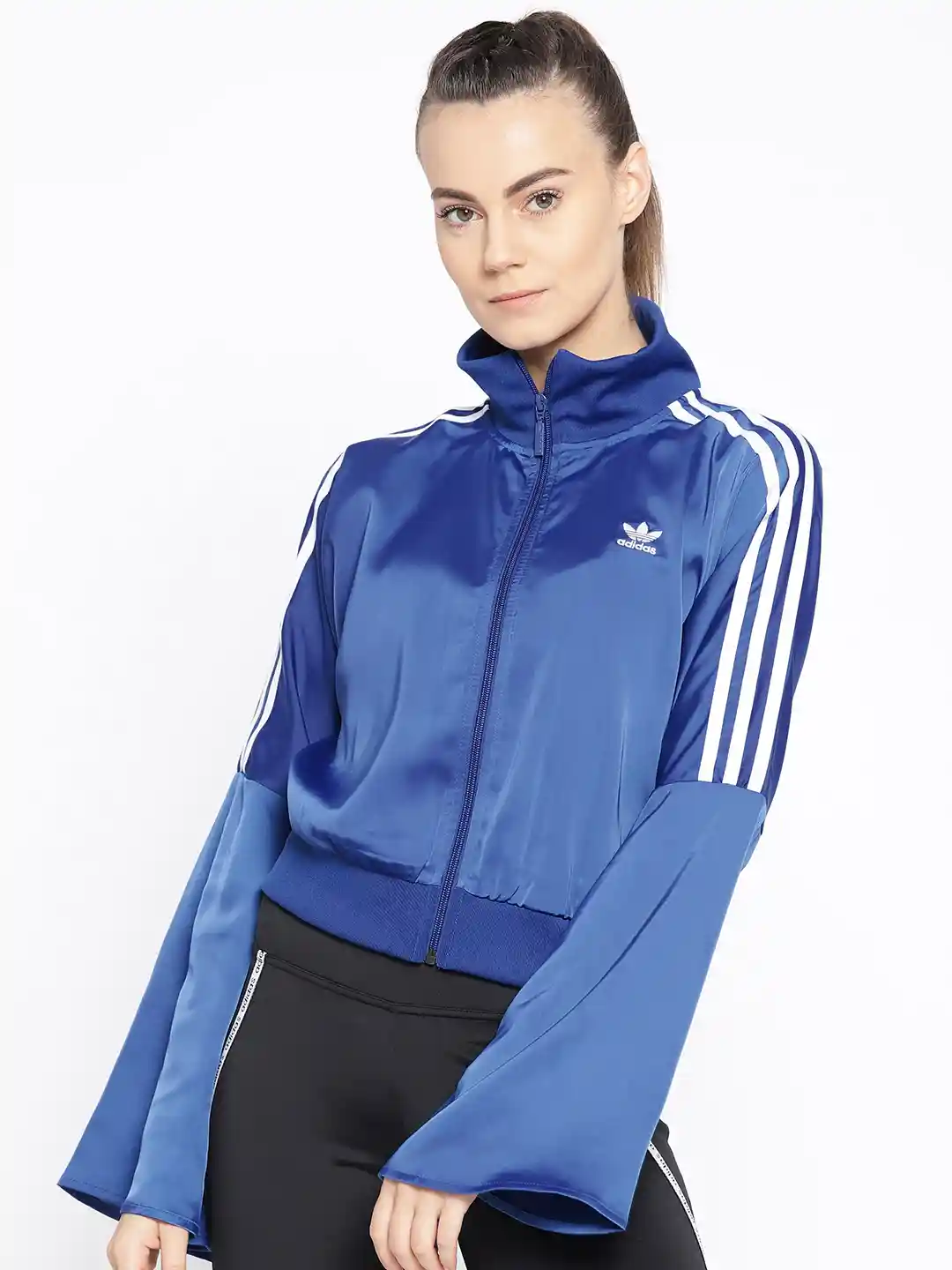 Adidas Satin Track Jacket ADIDAS Originals Women Blue Solid Satin