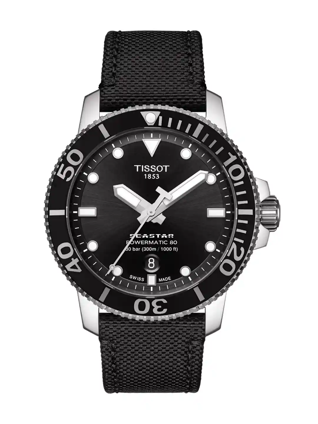 Buy TISSOT Men Black Seastar 1000 Powermatic 80 Analogue