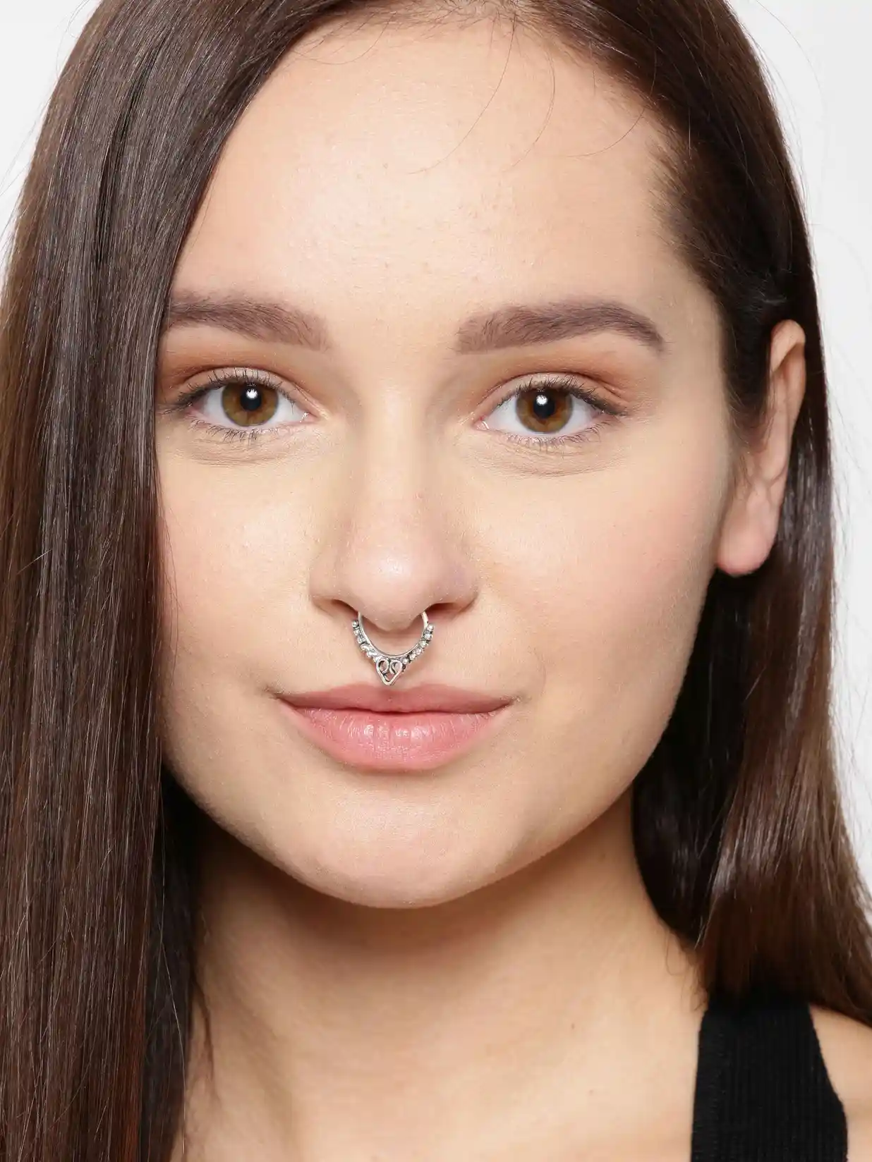 Buy FIROZA Oxidised Silver-Toned Clip-On Septum Nose Ring