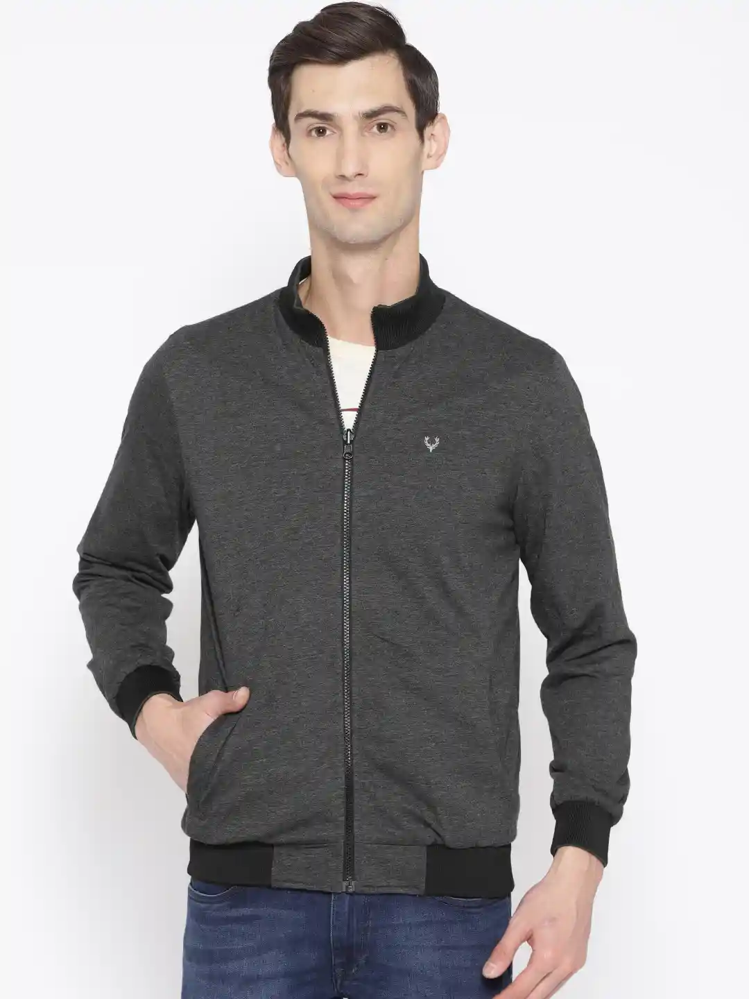 Buy Allen Solly Men Olive Green Charcoal Grey Solid Reversible