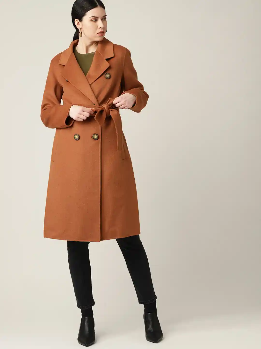 Buy MANGO Women Rust Orange Solid Trench Coat Coats for Women