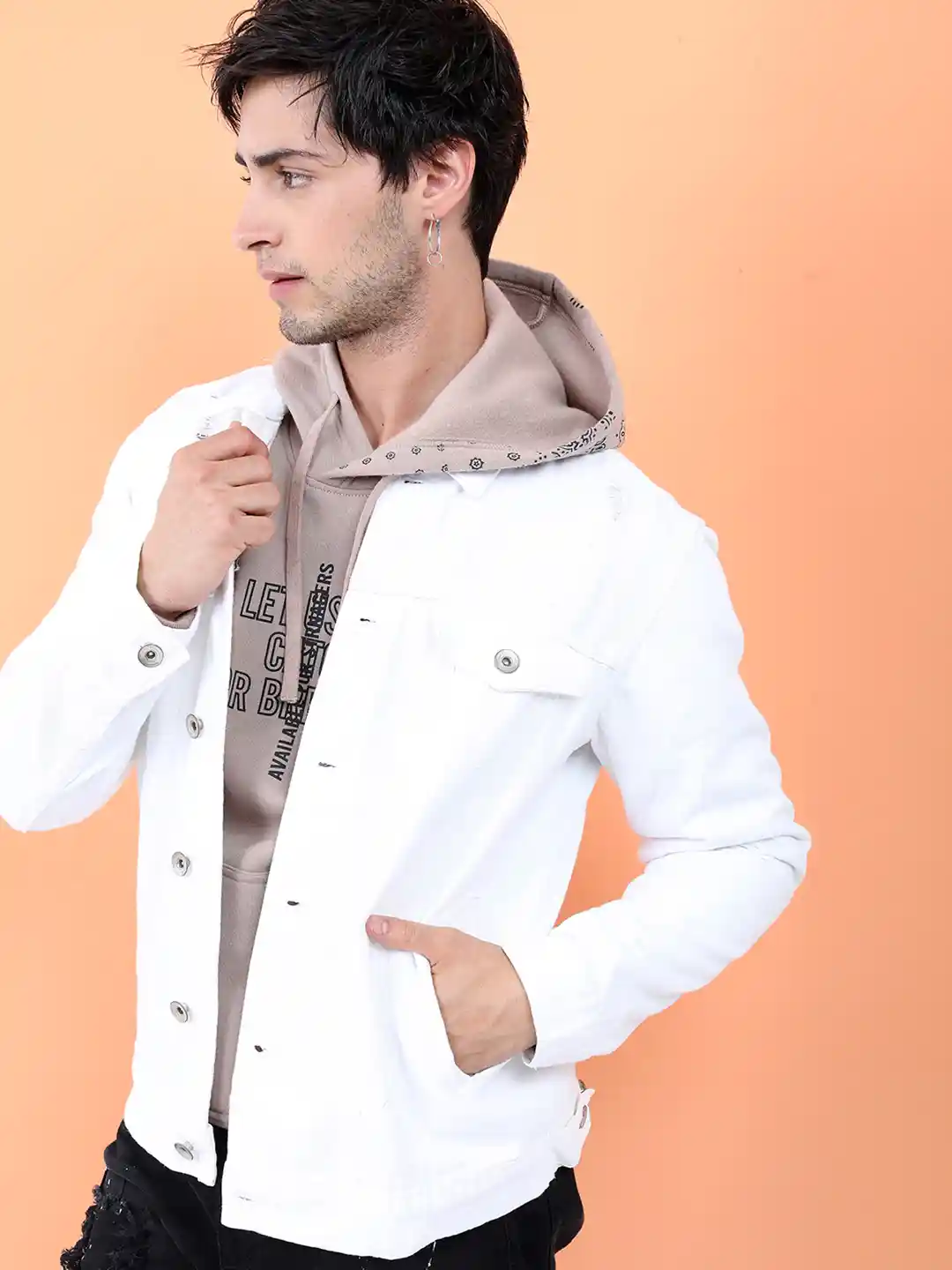 Buy LOCOMOTIVE Men White Solid Denim Trucker Jacket Jackets for