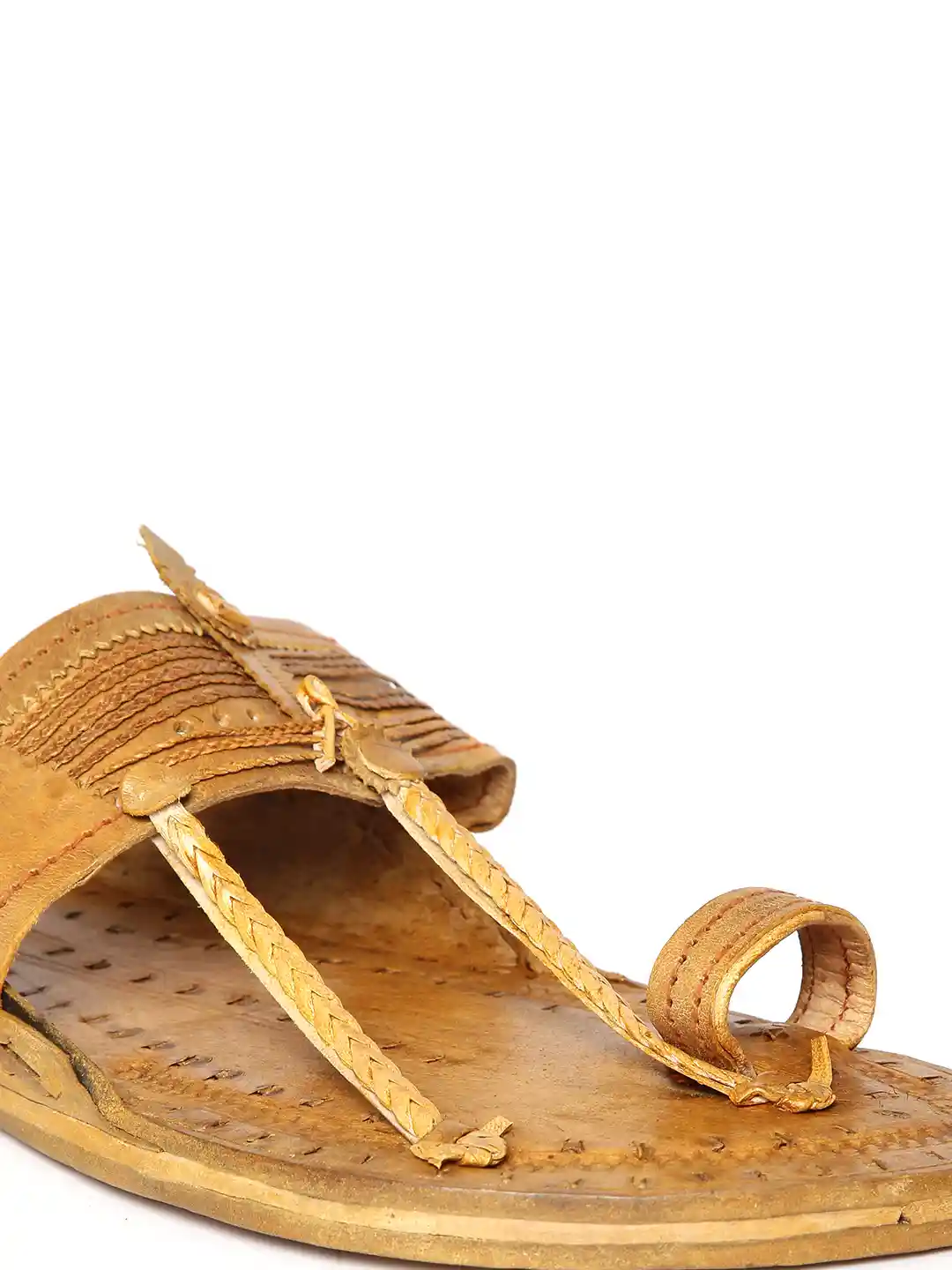 Fabindia Leather Chappal For Ladies Buy Gold Flat Sandals For