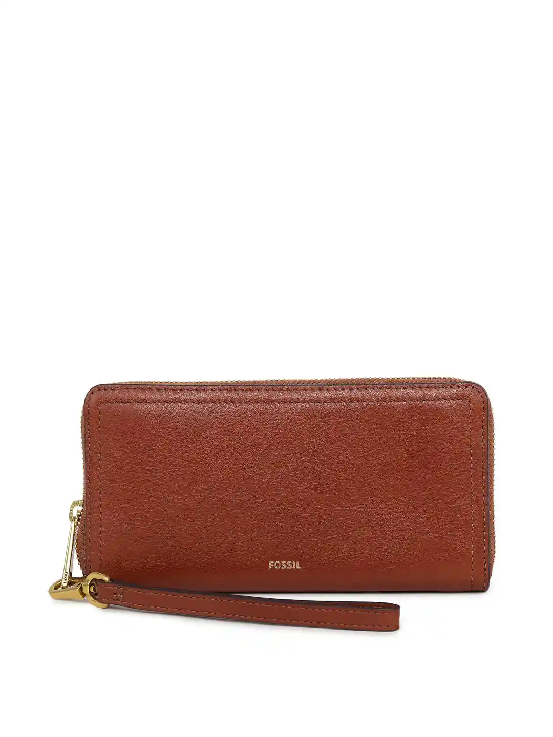 Buy Fossil Women Brown Solid Leather Zip Around Wallet Wallets